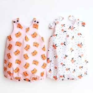 CLEMENTINE Bubble Romper pattern, preemie - 4 years, Woven, Knotted and Regular straps