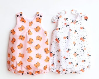 CLEMENTINE Bubble Romper pattern, preemie - 4 years, Woven, Knotted and Regular straps