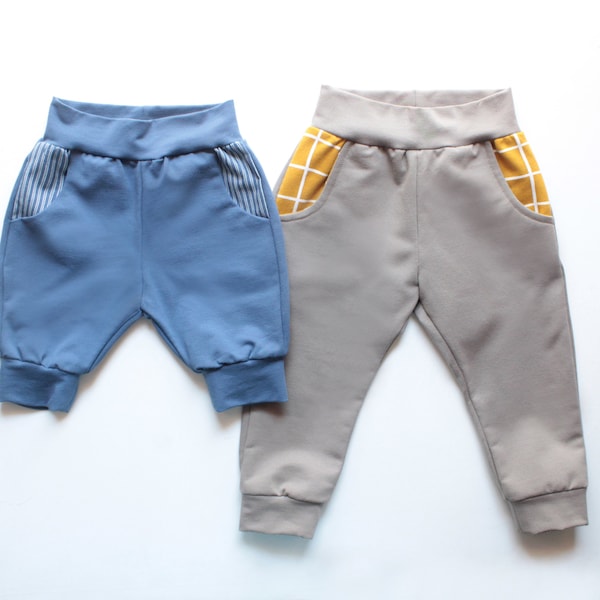 WHOOSH Kids Jogger Pants AND Kids Shorts pattern Pdf, pantalons bébé, pantalons garçon, shorts garçon, pantalons pour tout-petits modèle nouveau-né - 10 ans