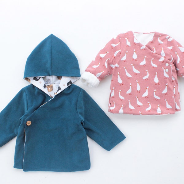 CUTIE Kinder Jacke Schnittmuster Pdf, Web und Strickstoffe, Frühchen bis 10 Jahre