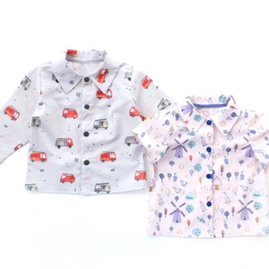 WINDandFIRE Woven Children Shirt pattern, Boy Shirt, Girl shirt, Short and Long Sleeves, newborn - 10 years