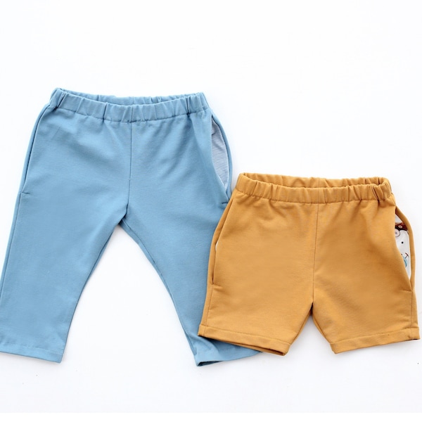 AMITY Kinder Shorts Hosen Schnittmuster Pdf | Strickstoffe | Neugeborenes - 10 Jahre