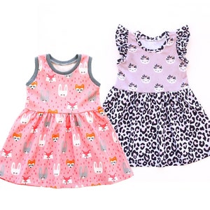 KAWAII FUN Girl Dress sewing pattern Pdf, Flutter Sleeveless, Knit, preemie up to 10 years image 1