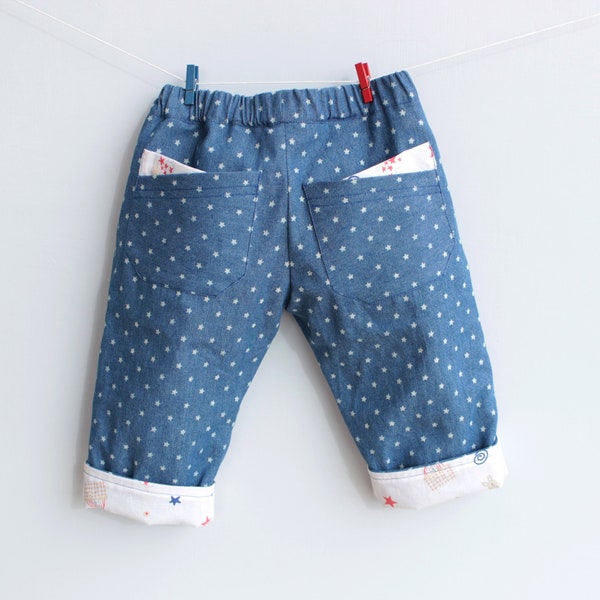 LITTLE STARS Pants Jeans Boy Girl pattern Pdf sewing, Fully Lined, children Baby pants, Toddler pants, newborn up to 6 years