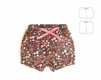 LOLLIPOP Mädchen Baby Shorts Pumphose, kurze und mittlere Länge, Schnittmuster Pumphose Kleinkind, Neugeborene - 10 Jahre Instant Download