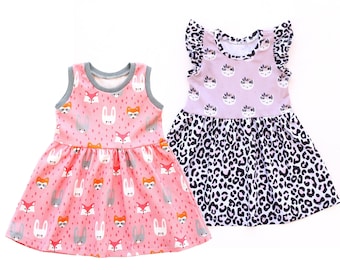 KAWAII FUN Girl Dress sewing pattern Pdf, Flutter Sleeveless, Knit, preemie up to 10 years