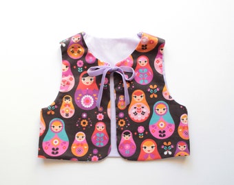 MATRYOSHKA Baby Girl Vest  pattern pattern Pdf sewing, Easy Reversible Vest pattern, toddler, Girl newborn - 10 yrs