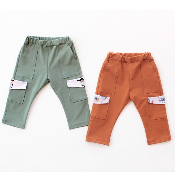 PIRATES Cargo Pants sewing pattern Pdf,  Baby Pants, Boy Pants, Toddler Pants pattern newborn - 10 years