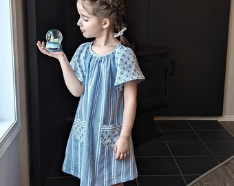ANAIS Girl Dress sewing pattern Pdf, Woven, newborn up to 10 years, Les Parisiennes