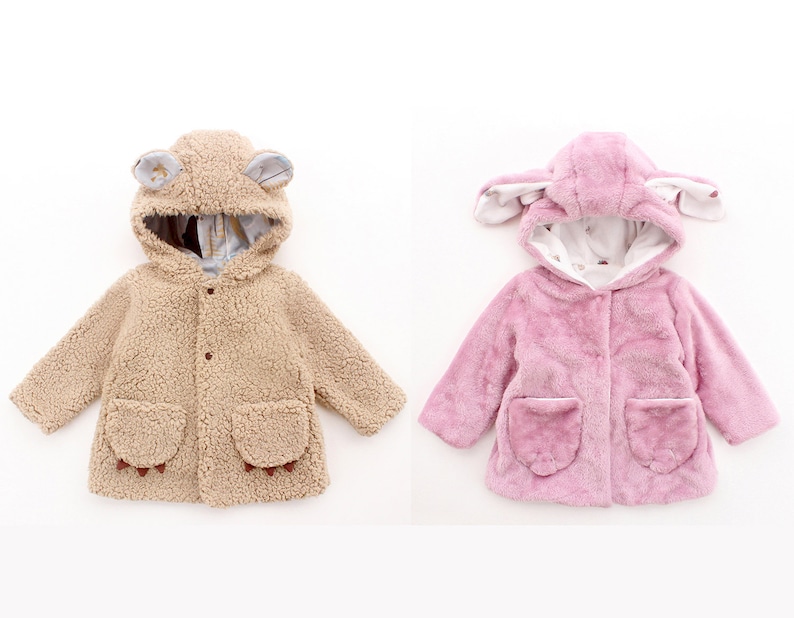 BUDDY BUDDY Kids Jacket pattern Pdf sewing, Baby Children Reversible Hooded Jacket, Bunny and Bear Jacket, Toddler, newborn up to 10 yrs image 1