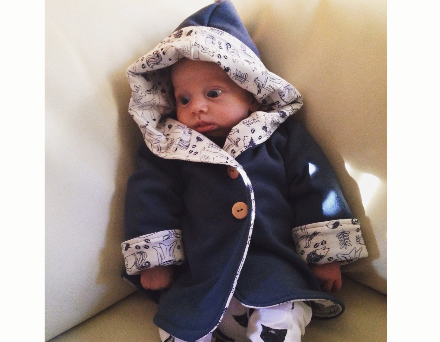 Kids hooded jacket multicolored geometric pattern main image 0