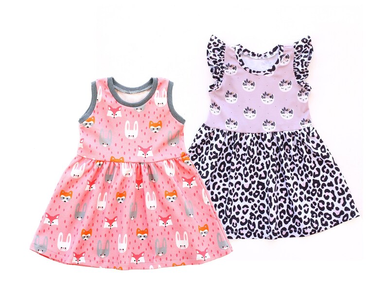 KAWAII FUN Girl Dress sewing pattern Pdf, Flutter Sleeveless, Knit, preemie up to 10 years image 1