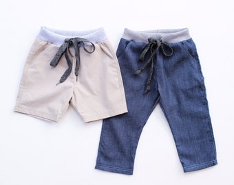 Modèle de couture shorts + pantalons VeryCASUAL pour enfants, pdf, tissé et tricot, nouveau-né - 10 ans