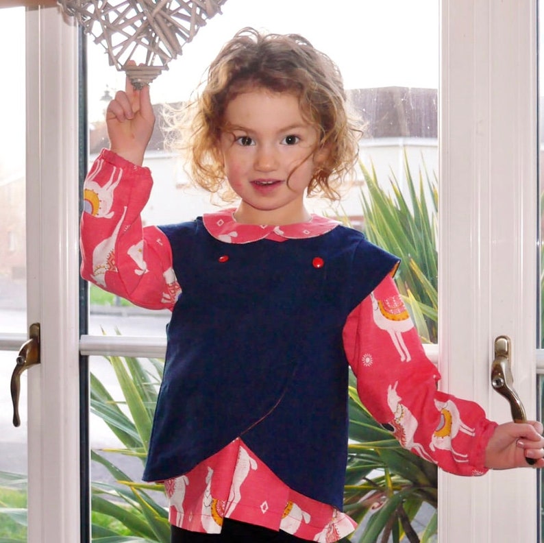 Cartamodello TEATIME Gilet Bimba Bambina Pdf da cucire, REVERSIBILE, maniche ad aletta, neonata 10 anni immagine 9