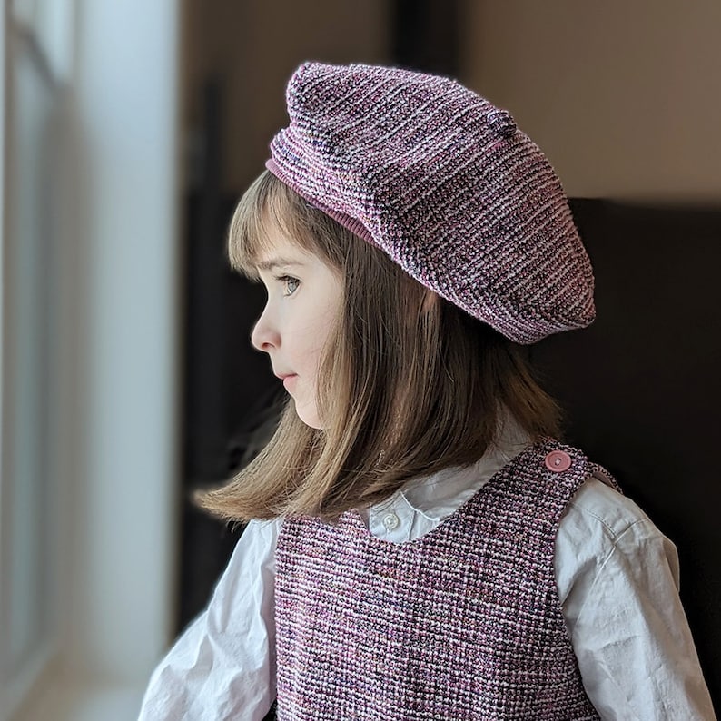 BONNIE WEE Beret Hat sewing pattern, Reversible, preemie 10 years, Woven and Knit image 2