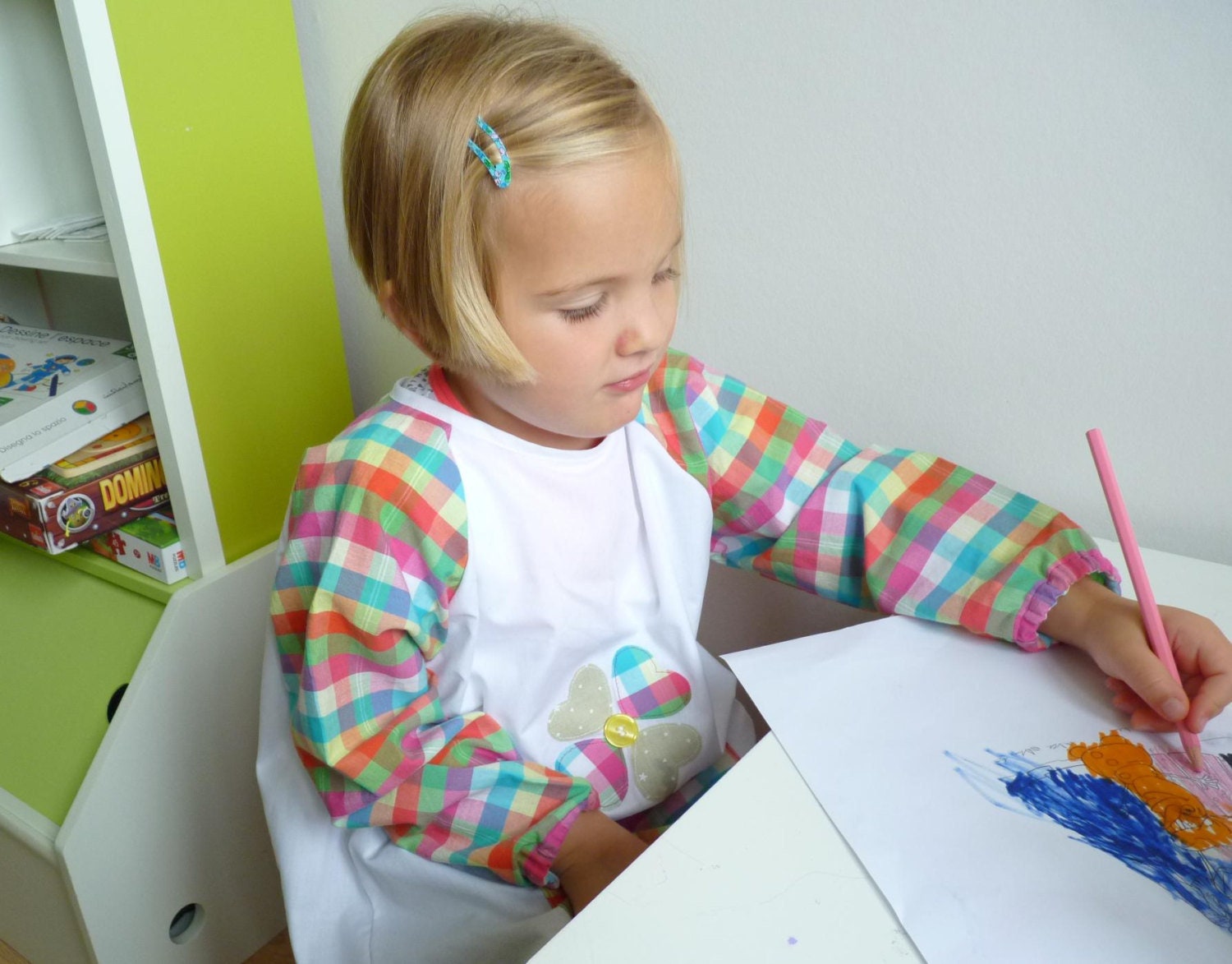 2 Pack Kids Art Smocks,Artist Painting Aprons Long Sleeve with Pocket Eating Gardening Toddler Smocks 