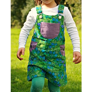 Girl Dress Pinafore sewing pattern Pdf, BLOOMY, Woven, 3 up to 10 years