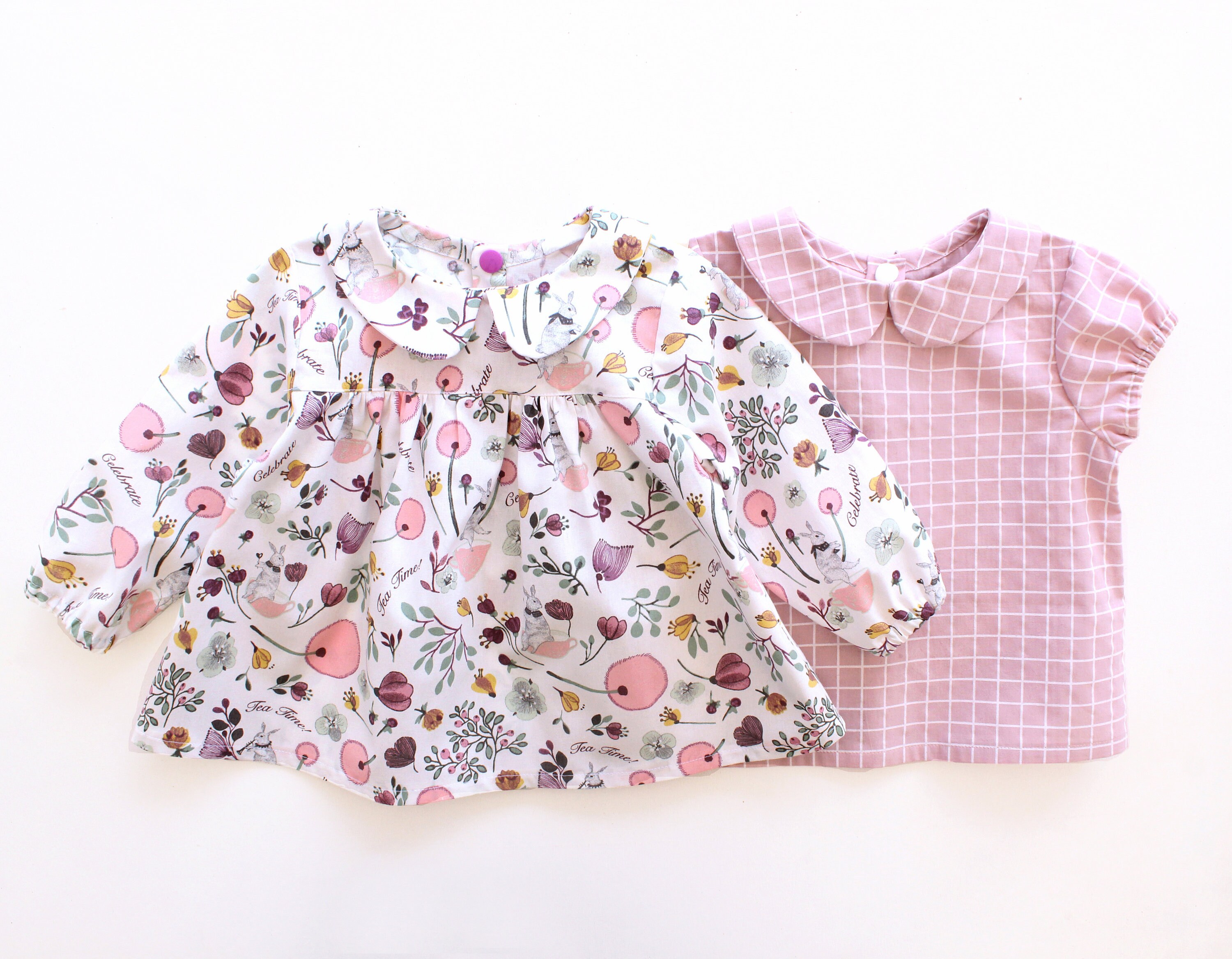 Baby and Girl Peter Pan Collar Blouse With Puff Sleeves Pattern