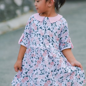 MALALA Patron de couture de robe pour fillette, tissé, manches courtes et manches longues 3/4, nouveau-né jusqu'à 10 ans image 9