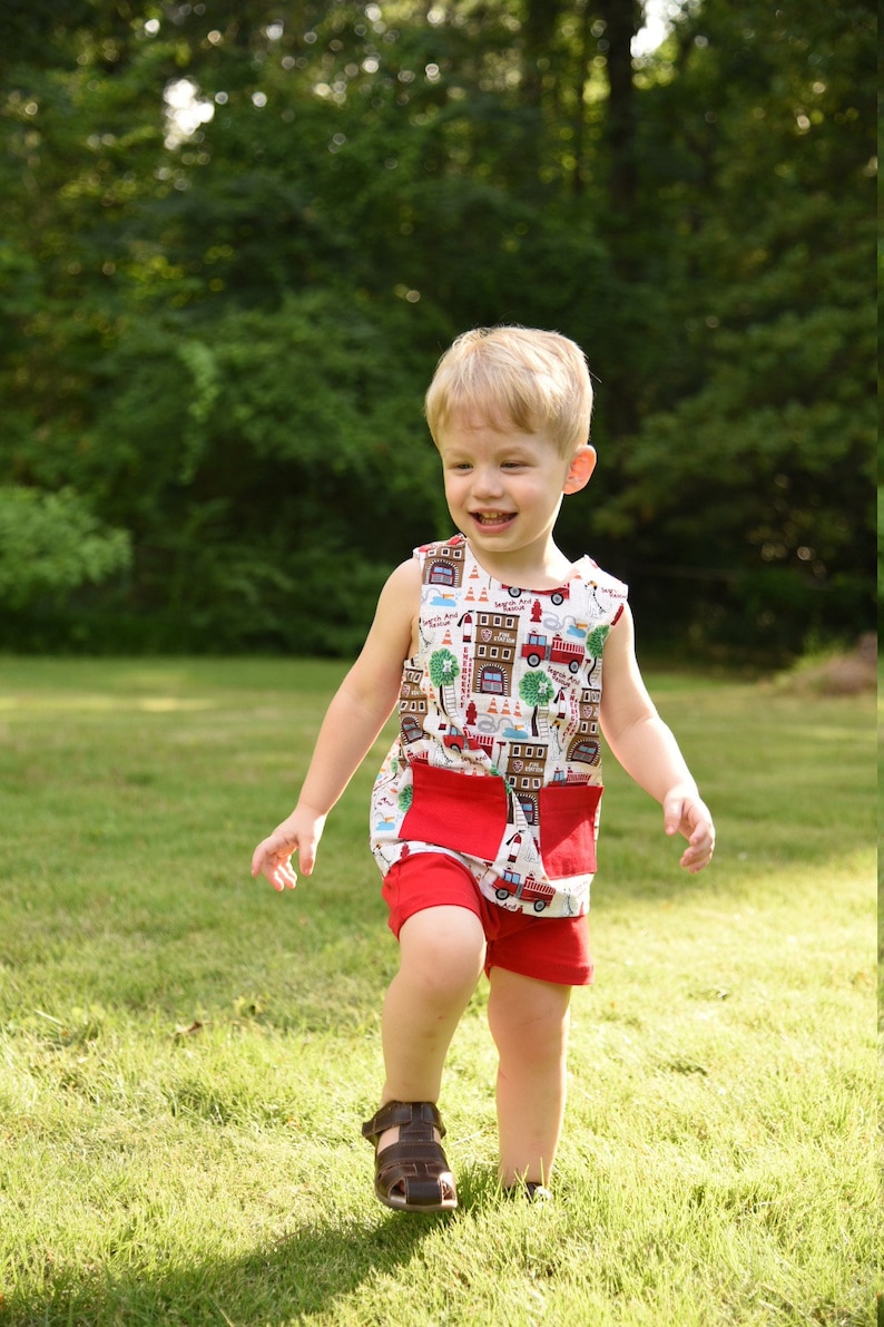 Bundle PEPPY Top and Shorts for Boys and Girls Pdf sewing pattern/ UNISEX / Woven Jersey / Baby Toddler Top preemie up to 10 years image 8