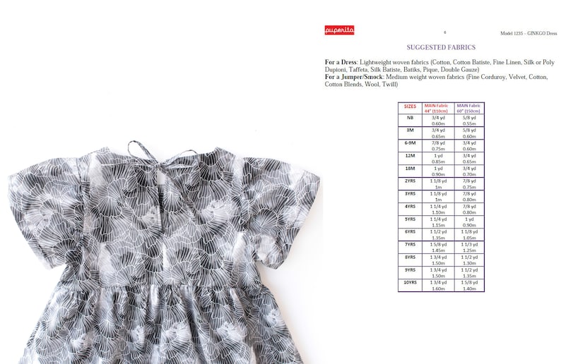 GINKGO Girl Dress sewing pattern Pdf, Woven, newborn up to 10 years image 10