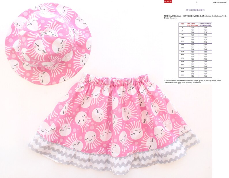 OCTO SKIRT Girl Baby Girl Skirt pattern Pdf sewing Woven Etsy