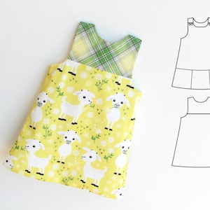 BAA BAA Girl Dress Pinafore sewing pattern Pdf, REVERSIBLE, Woven, newborn up to 10 years image 4