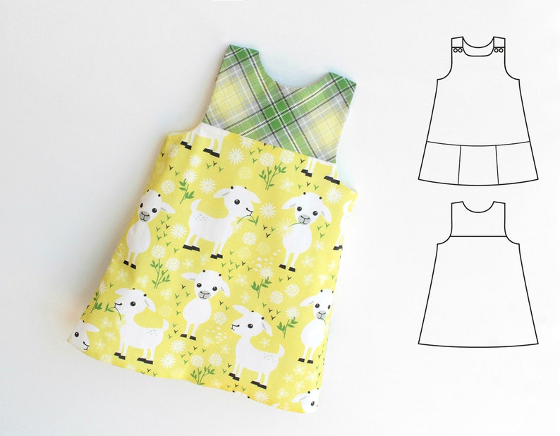 BAA BAA Girl Dress Pinafore sewing pattern Pdf, REVERSIBLE, Woven, newborn up to 10 years image 4