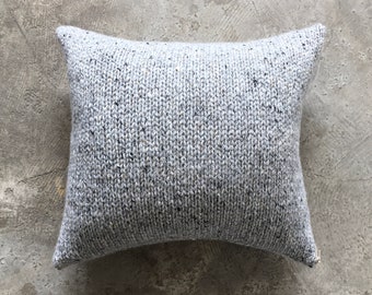 Knit Cushion Cover Wool Knit Decorative Cushion Grey Wool Pillow Cover Grey Chunky Knitted Cushion Wool Cushion Tweed Knitted Wool Cushion