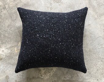 Decorative Cushion Cover Chunky Wool Knit Black Throw Pillow Cover Black Chunky Knitted Scatter Cushions Knitted Wool Tweed Throw Pillow