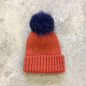 Chunky Knit Wool Beanie Hat With Detachable Pom Pom