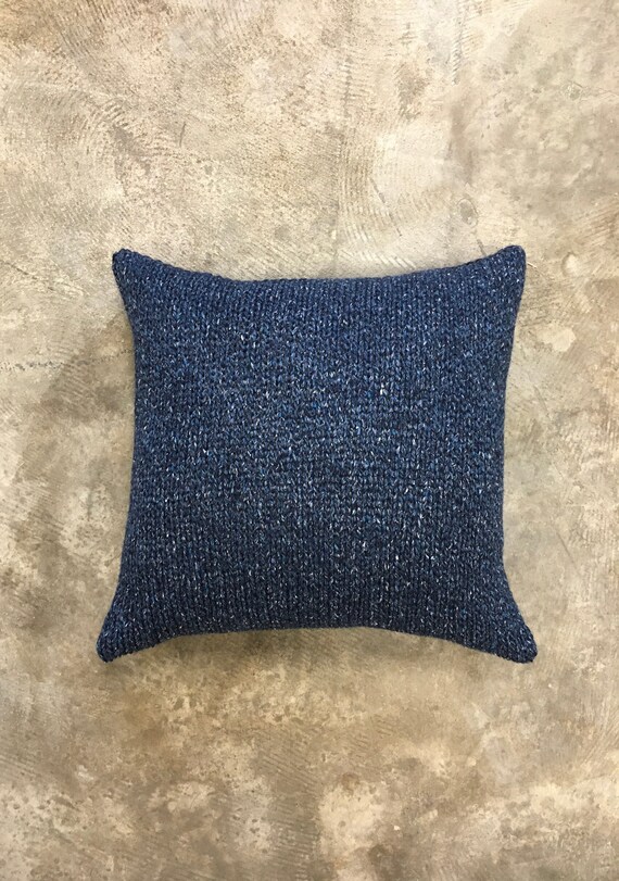 Sample SALE Knit Cushion Cover Wool Knit Cushion Blue Wool Etsy