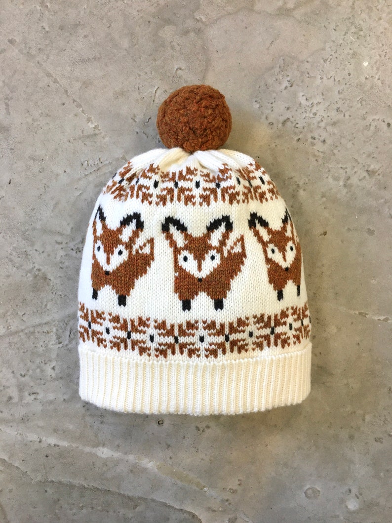 Handmade Knitted Lambswool Fox Beanie, Bobble Hat image 5