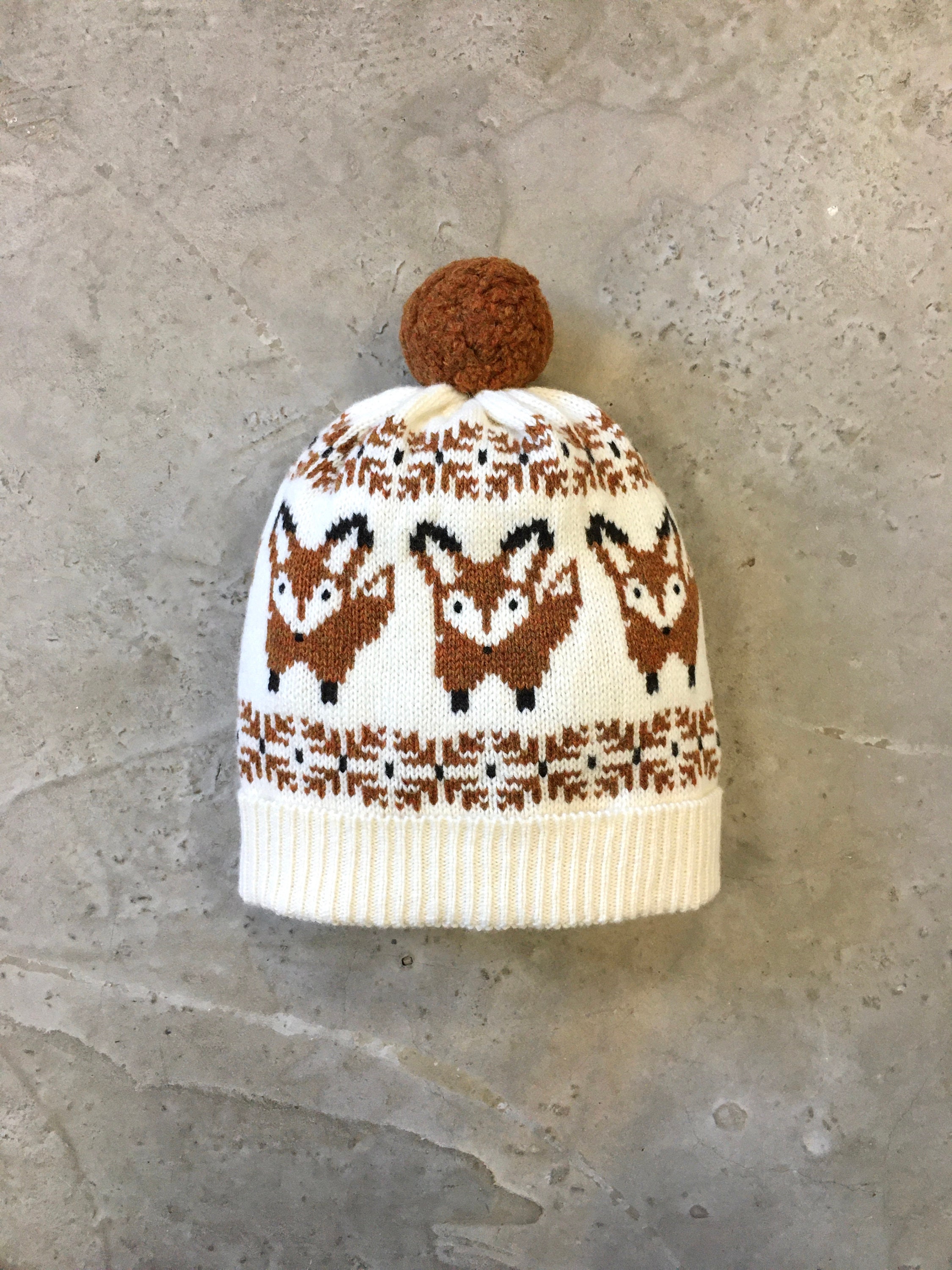Fox Beanie Hat Wool Knit Womens Beanie 