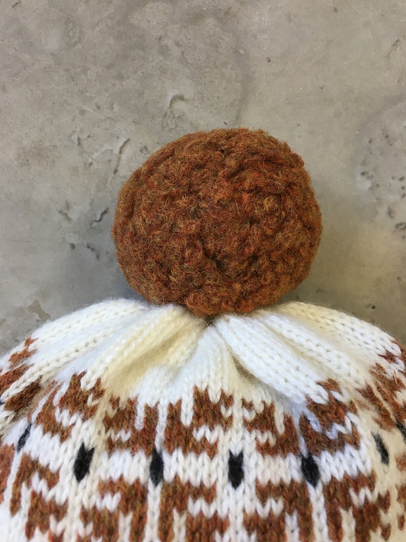 Handmade Knitted Lambswool Fox Beanie, Bobble Hat image 4