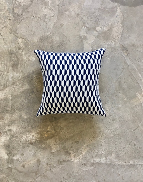 navy geometric pillow