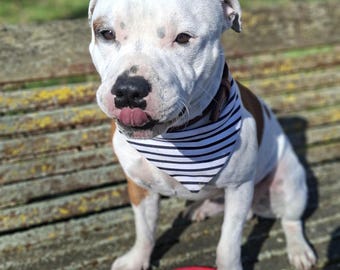 Bandana para perro - Tejido de rayas marineras de alta calidad - Jersey - Cierre a presión.