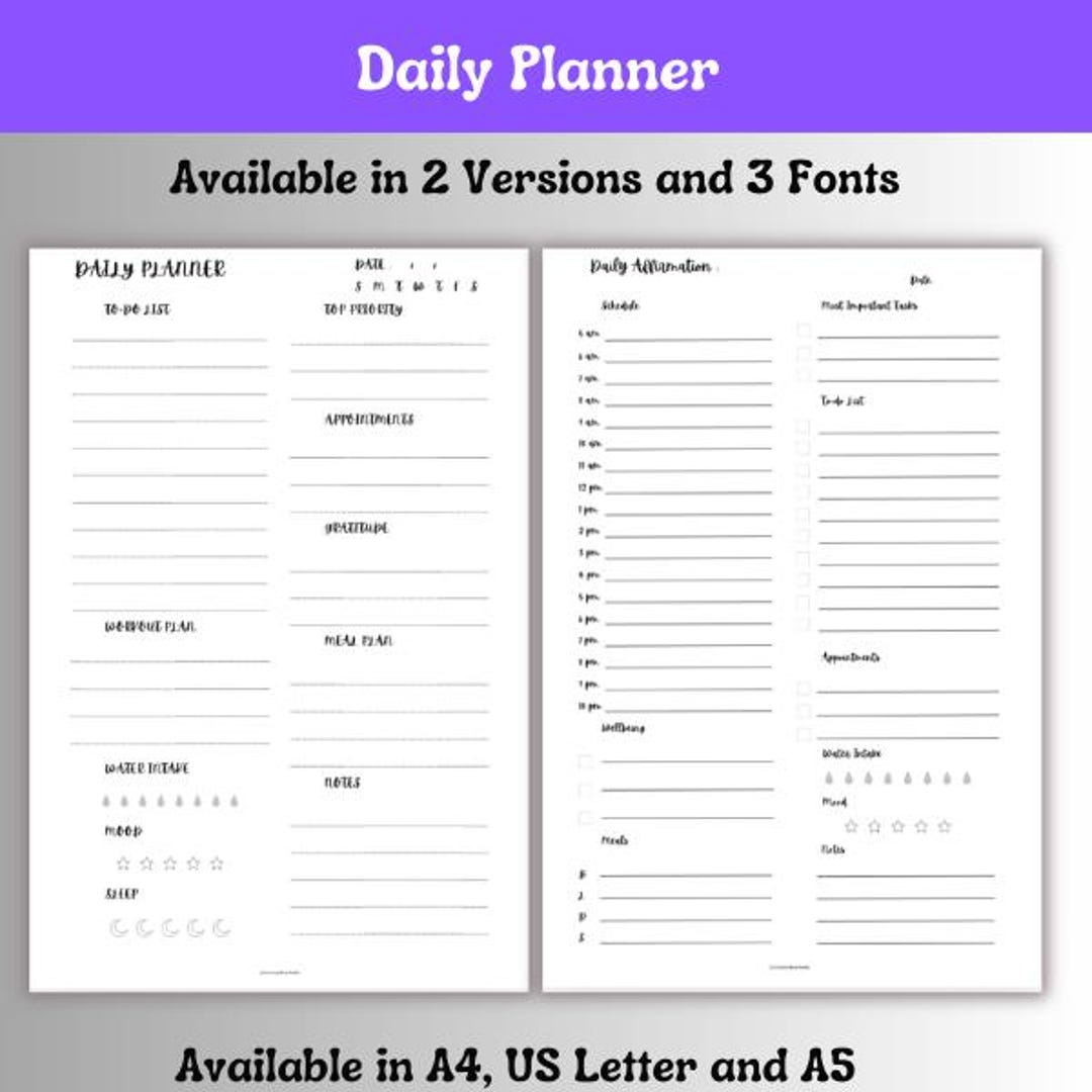 Daily Planner Printable, Holistic & Structured Layouts, Habit Tracker ...