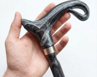 Wooden Walking Cane with Sculpted Handle, Elegant Walking Stick for Men and Women, Custom Engraved Gift, Solid Wood Cane