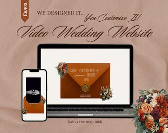 Terracotta Sunset Wedding Website Template Canva Editable | Modern Destination Wedding Website | Minimal Wedding Website | Aegeo Studio