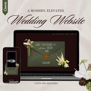 Olive Wedding Website Template Canva Editable | Modern Destination Wedding Website | Minimal Wedding Website | Aegeo Studio