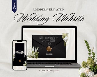 Modern Wedding Website Template | Canva Editable, Destination Wedding (Digital Download)
