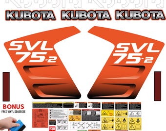 Fits KUBOTA SVL75-2 Decal Kit Skid Steer / safety decals /3M VINYL