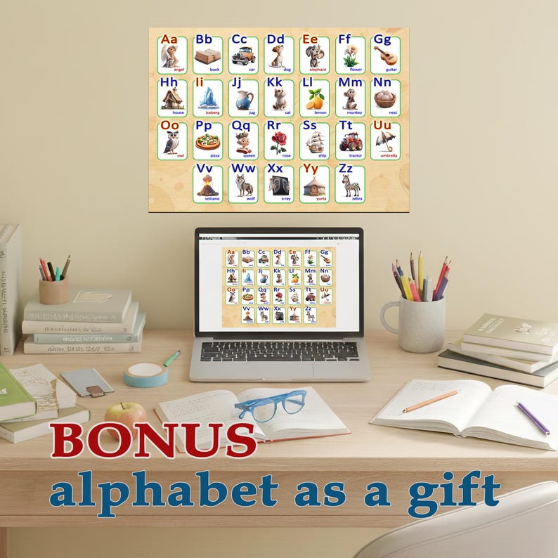 English Alphabet Posters for Kids | ABC Learning Wall Art | Printable ...