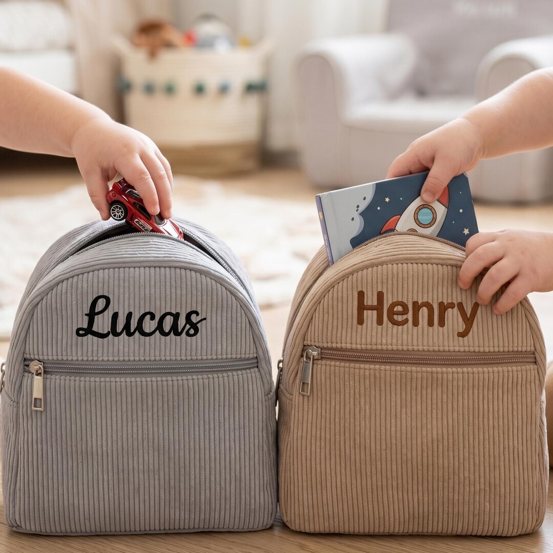Personalized Kids Corduroy Backpack Custom Name Toddler Bookbag ...