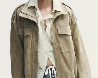 Chaqueta de ante para mujer inspirada en Zara que se ha vuelto viral / Chaqueta con cuello alto y cremallera