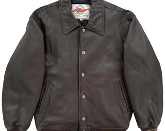 Chaqueta universitaria de cuero Avirex // Chaqueta de cuero puro