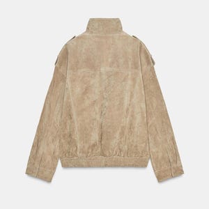 Chaqueta de ante para mujer inspirada en Zara que se ha vuelto viral / Chaqueta con cuello alto y cremallera imagen 5