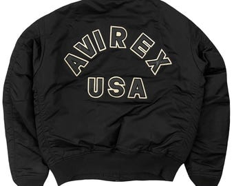 Chaqueta bomber Avirex USA MA1 // Chaqueta de cuero puro