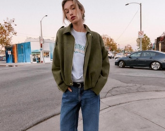 Chaqueta bomber con efecto ante de Zara para mujer / Caqui medio